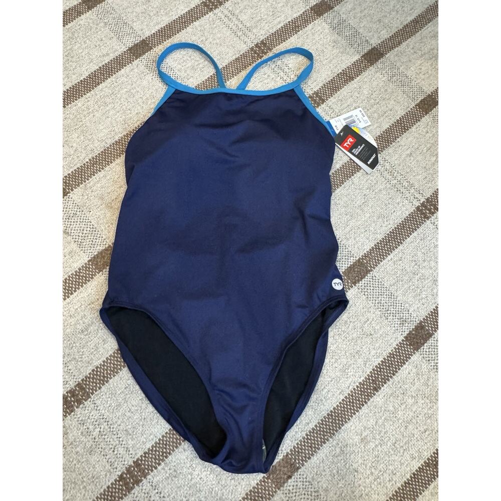 TYR Solid Navy Blue Diamond Control Lift One Piece Swimsuit Women’s 18 New Pad